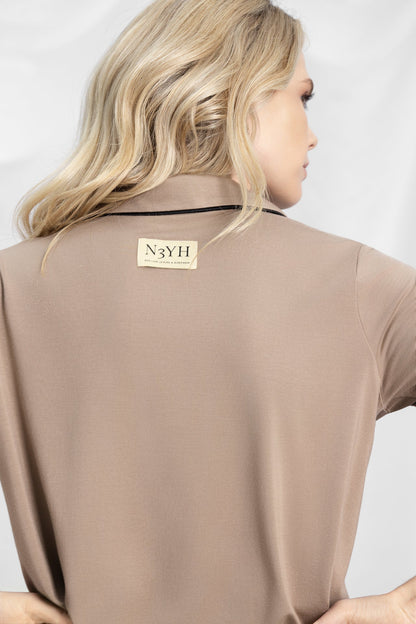 Kurzer Pyjama - Taupe