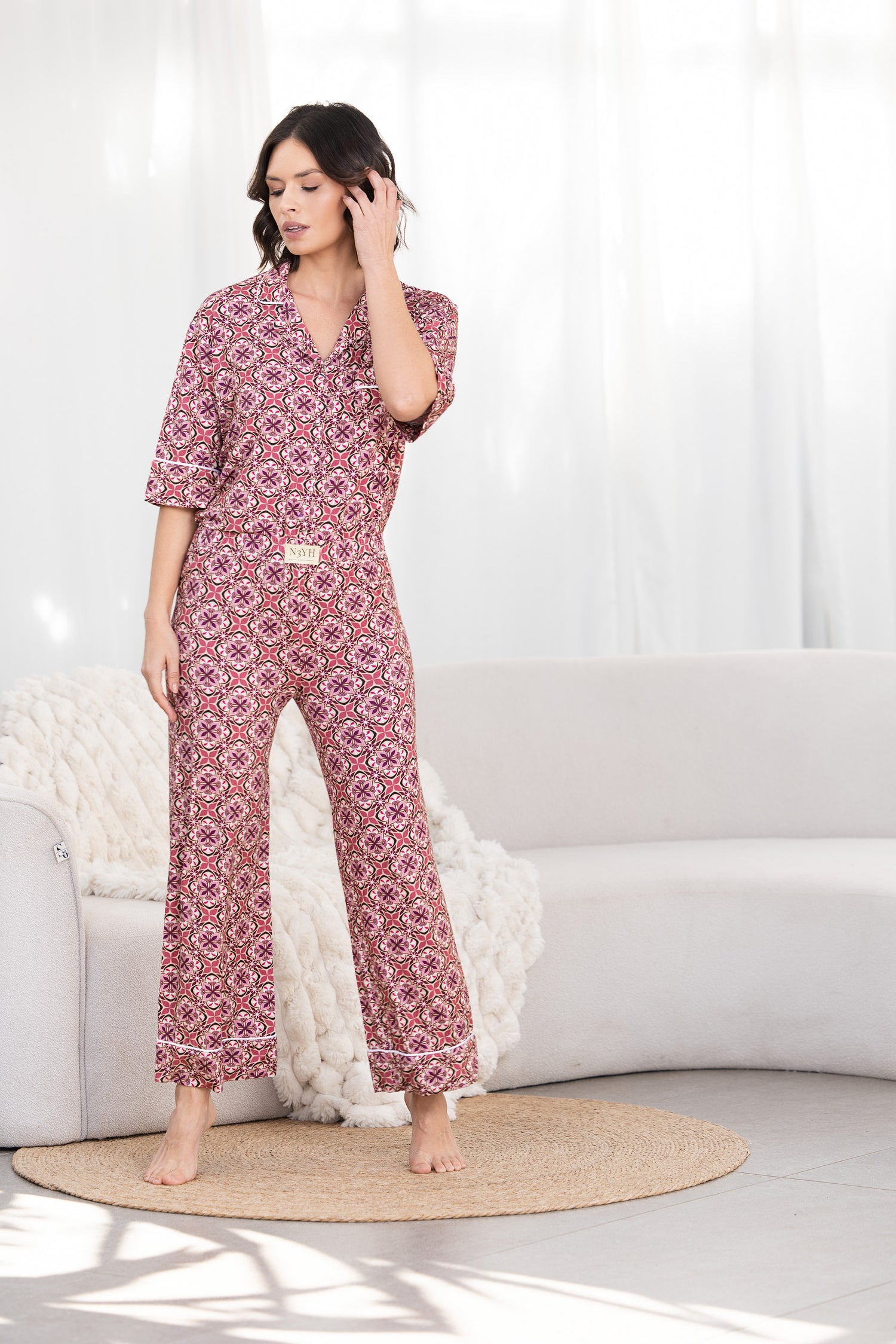 Langer Pyjama - Blushing Bloom