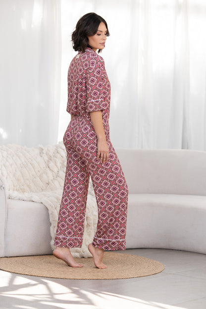 Langer Pyjama - Blushing Bloom