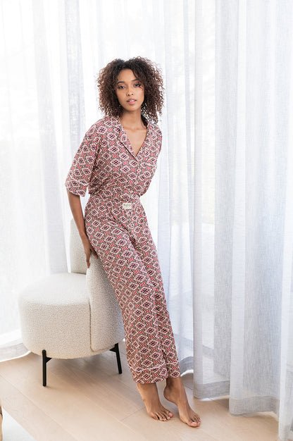 Langer Pyjama - Blushing Bloom